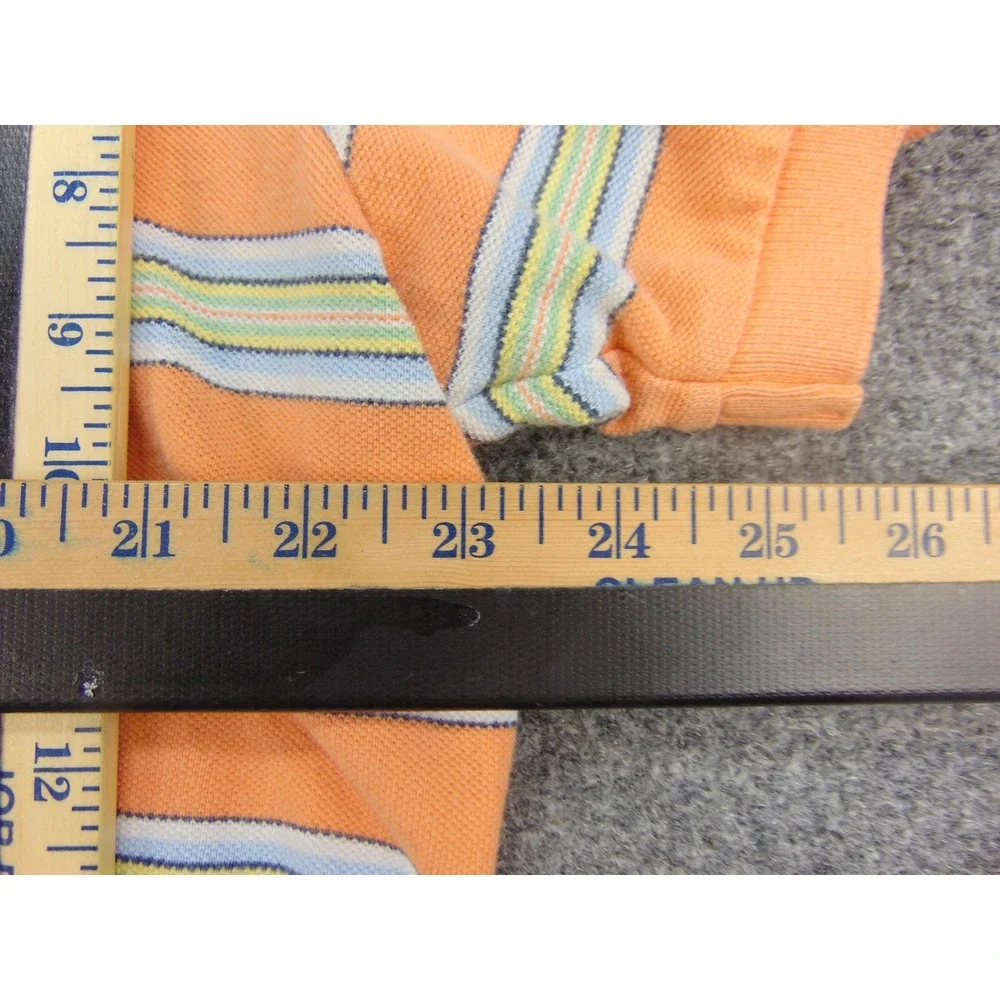 Polo Ralph Lauren Polo Shirt Mens XL Orange Striped Cotton Classic Preppy